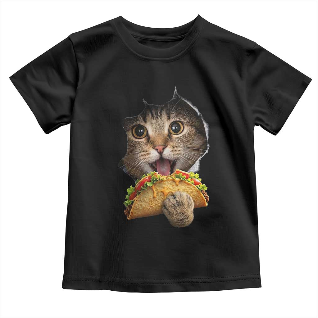 Funny Cat Eating Taco Toddler T Shirt Mexican Food Lover Gift