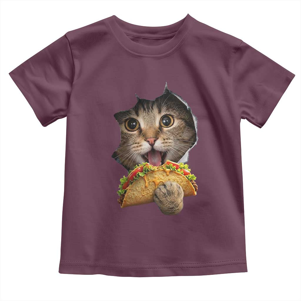 Funny Cat Eating Taco Toddler T Shirt Mexican Food Lover Gift