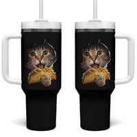 Funny Cat Eating Taco Tumbler With Handle Mexican Food Lover Gift