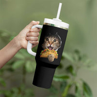 Funny Cat Eating Taco Tumbler With Handle Mexican Food Lover Gift