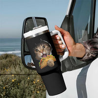 Funny Cat Eating Taco Tumbler With Handle Mexican Food Lover Gift