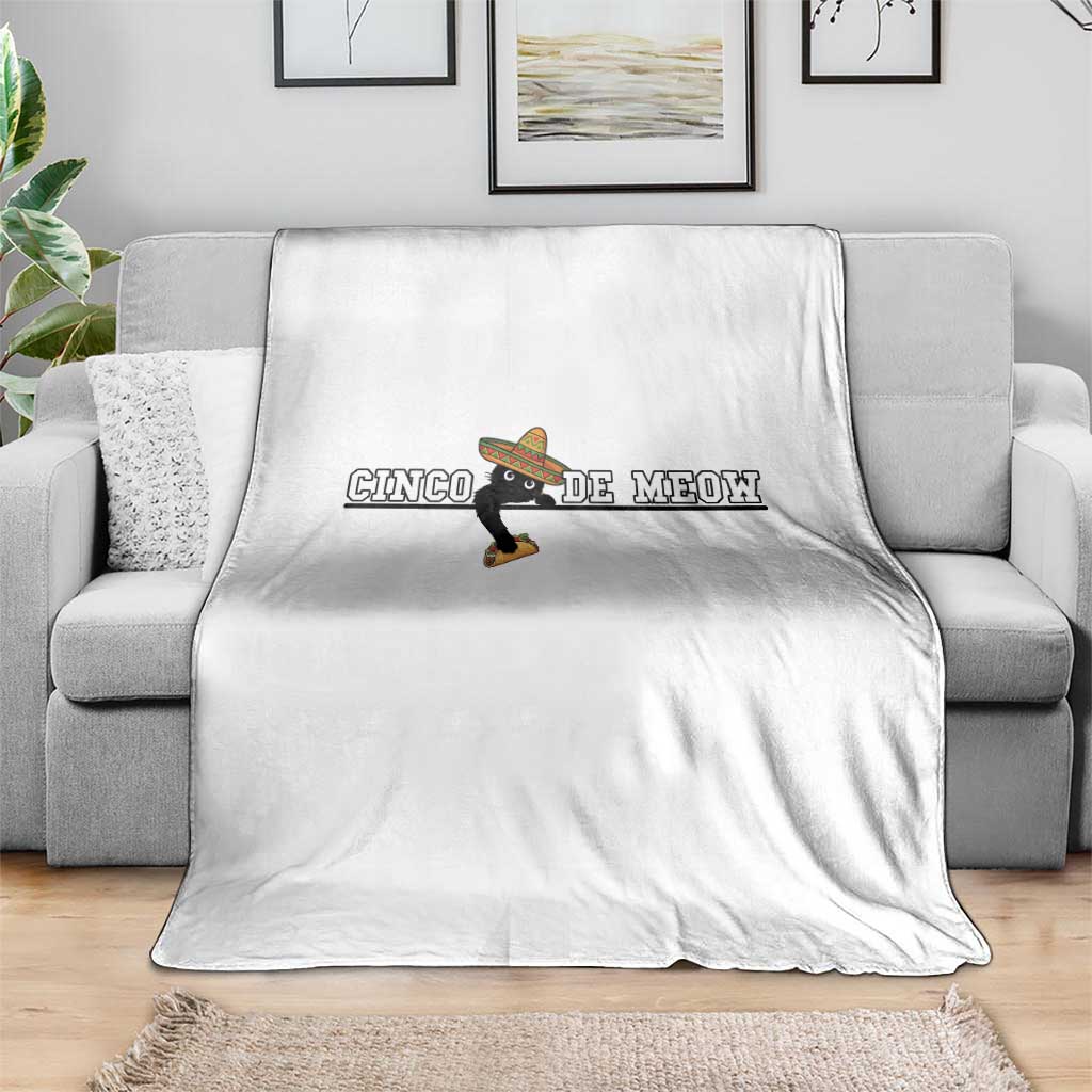 Funny Cinco De Meow Throw Blanket Cute Black Cat Eating Taco