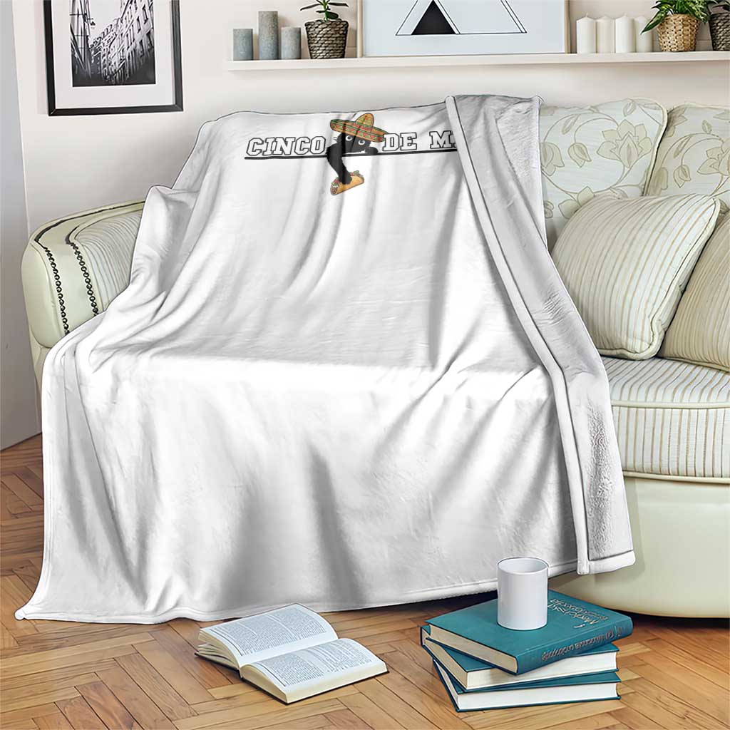 Funny Cinco De Meow Throw Blanket Cute Black Cat Eating Taco