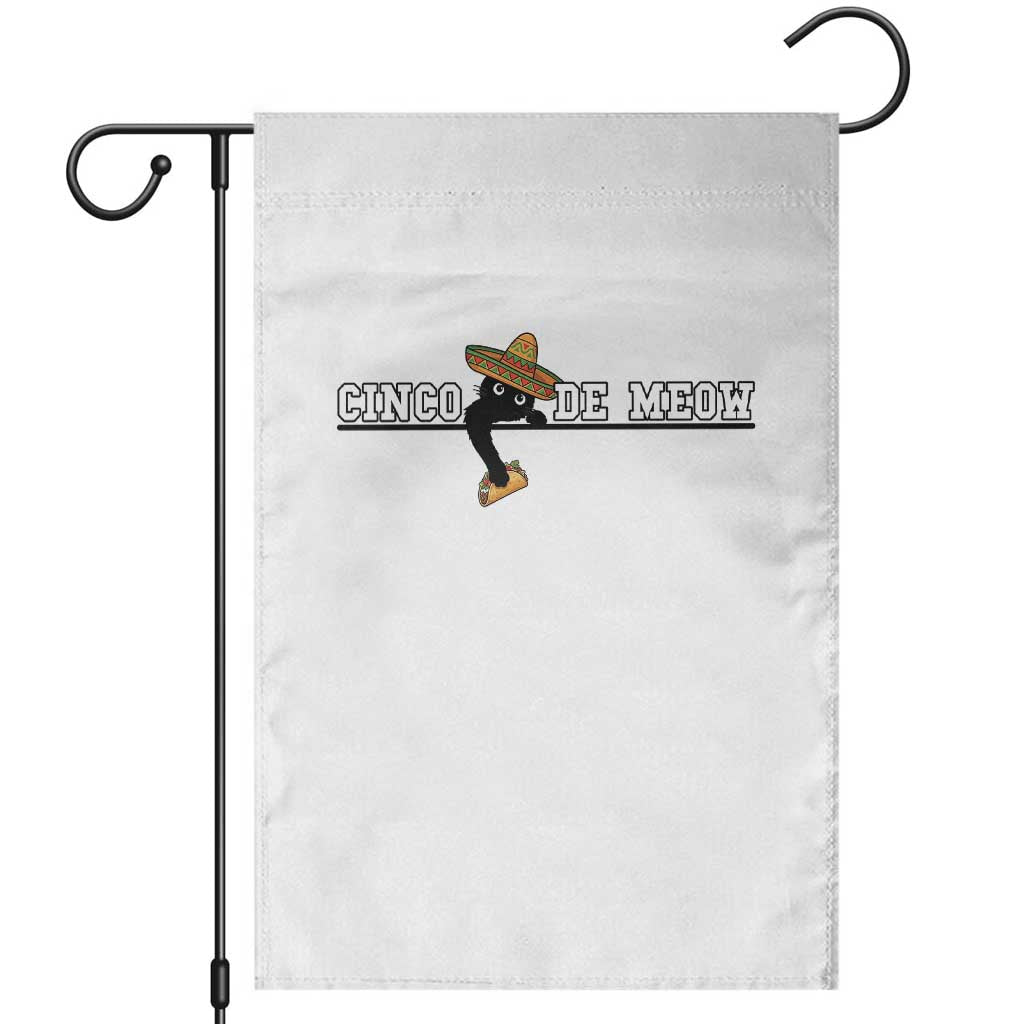 Funny Cinco De Meow Garden Flag Cute Black Cat Eating Taco