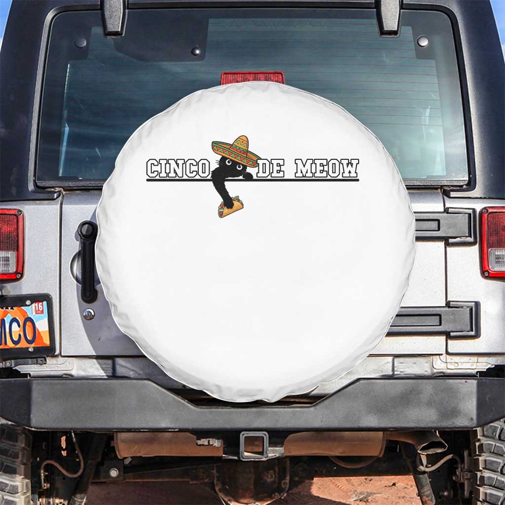 Funny Cinco De Meow Spare Tire Cover Cute Black Cat Eating Taco