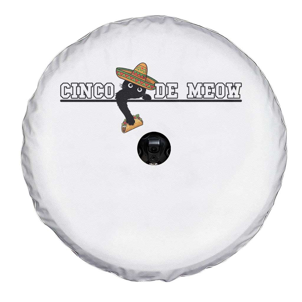 Funny Cinco De Meow Spare Tire Cover Cute Black Cat Eating Taco