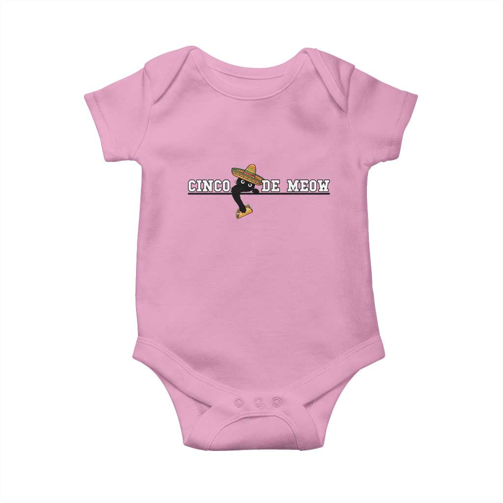 Funny Cinco De Meow Baby Onesie Cute Black Cat Eating Taco
