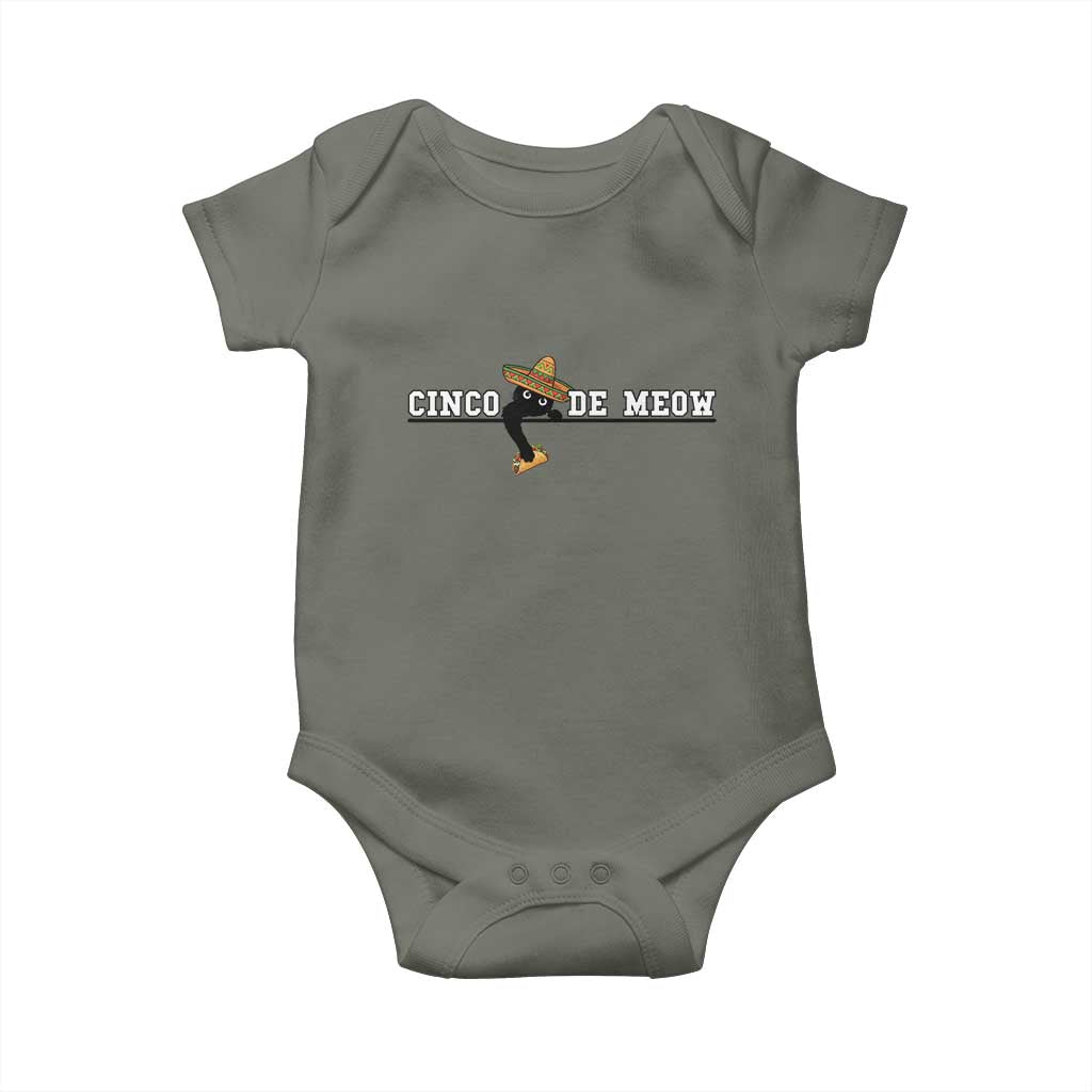 Funny Cinco De Meow Baby Onesie Cute Black Cat Eating Taco