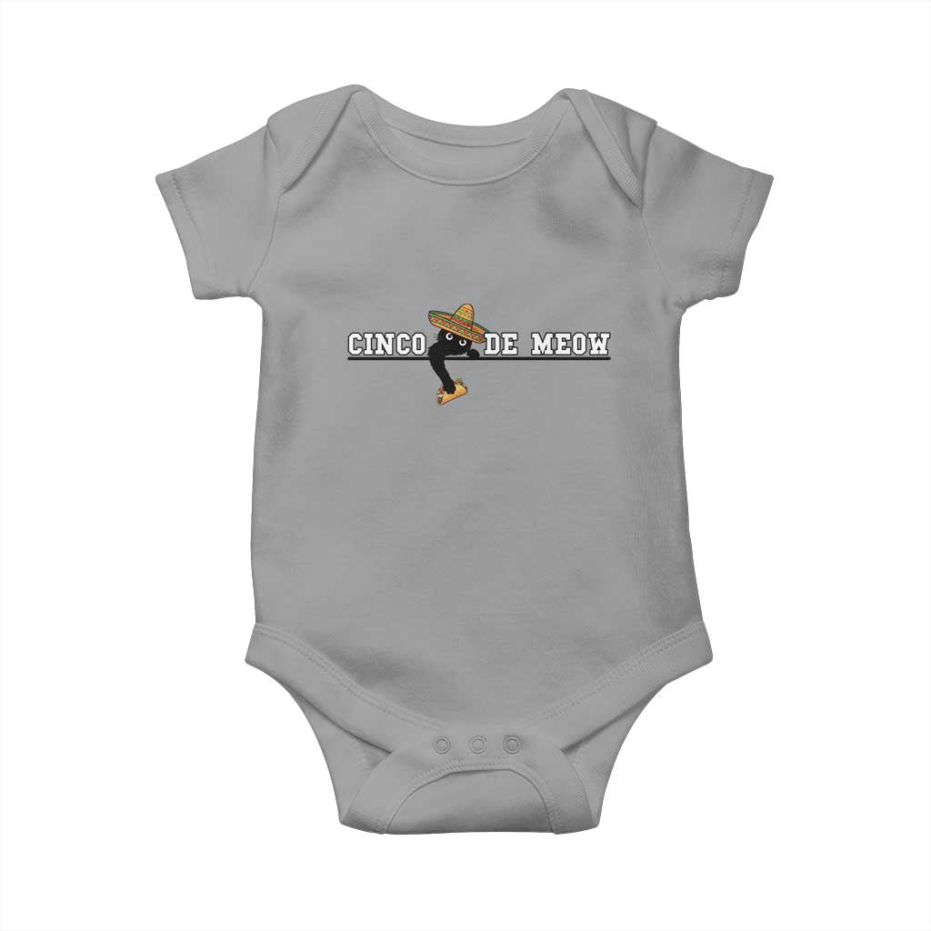 Funny Cinco De Meow Baby Onesie Cute Black Cat Eating Taco