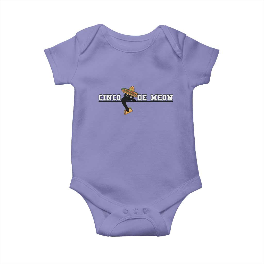 Funny Cinco De Meow Baby Onesie Cute Black Cat Eating Taco