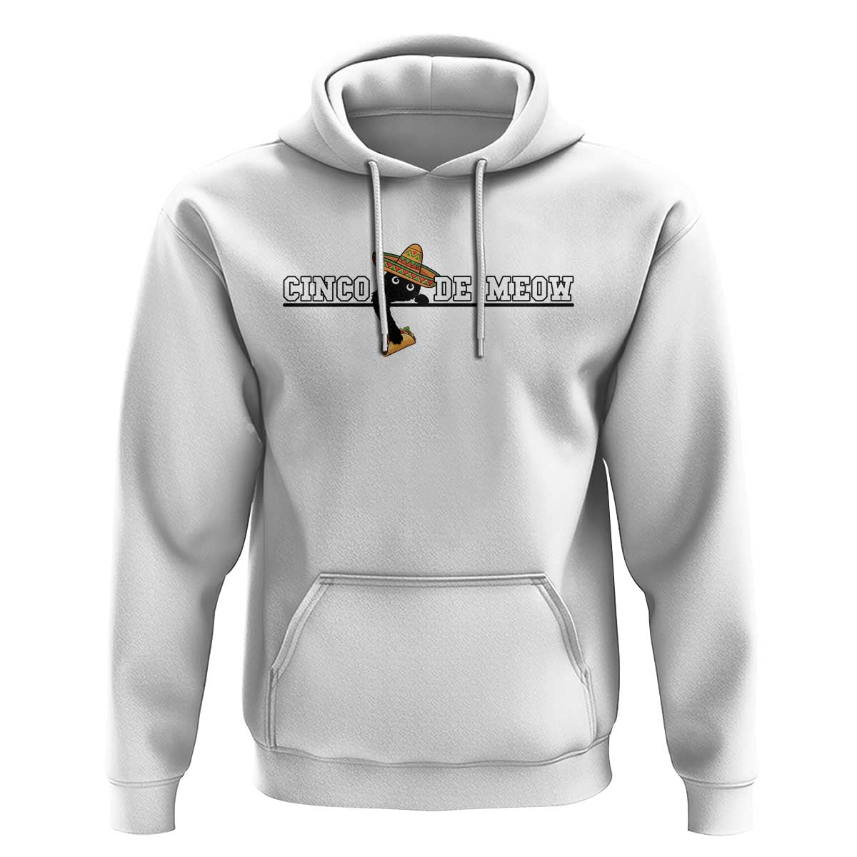 Funny Cinco De Meow Hoodie Cute Black Cat Eating Taco
