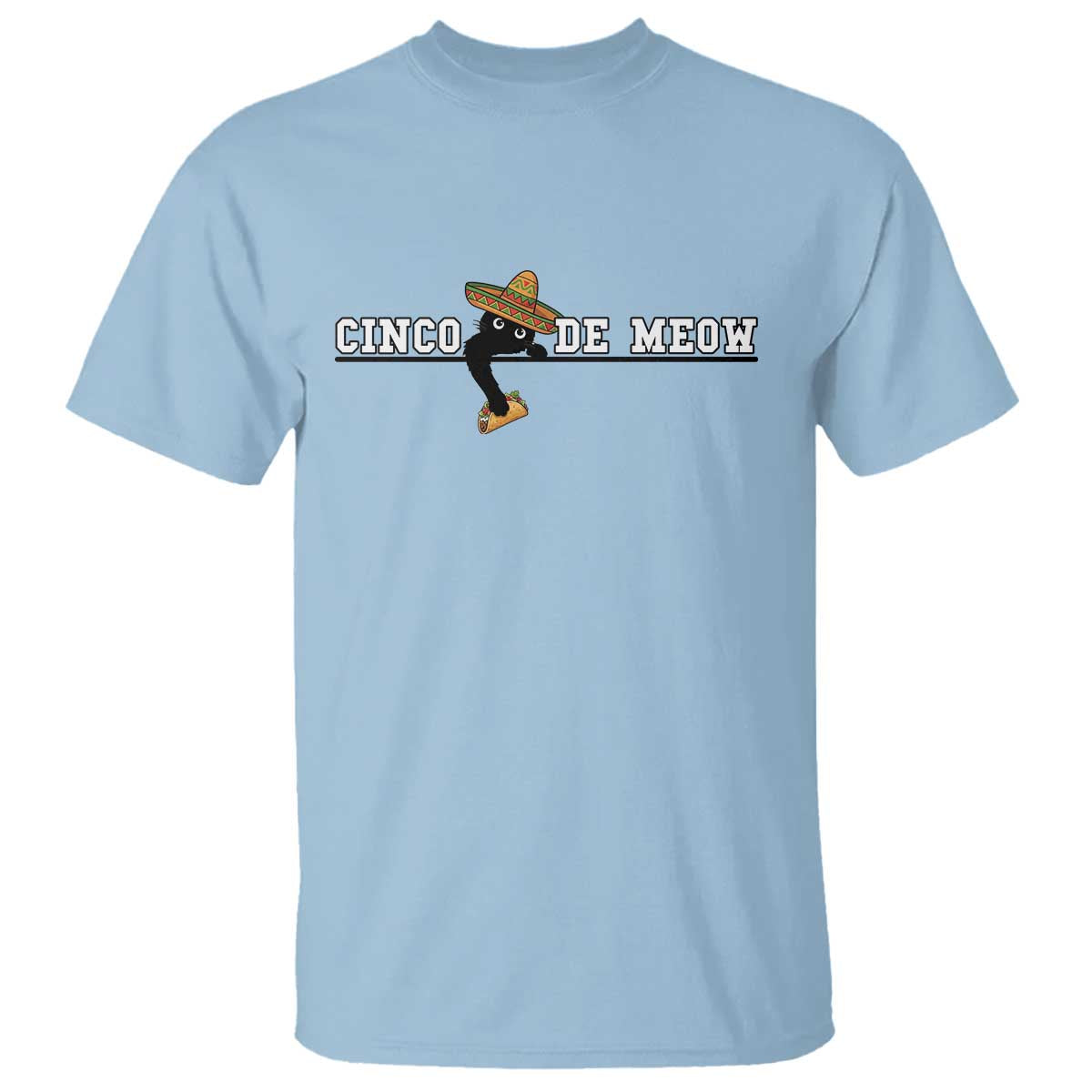 Funny Cinco De Meow T Shirt Cute Black Cat Eating Taco
