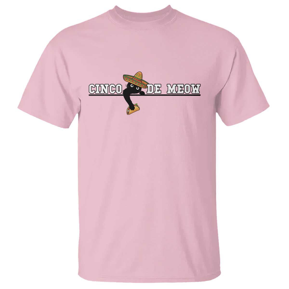 Funny Cinco De Meow T Shirt Cute Black Cat Eating Taco