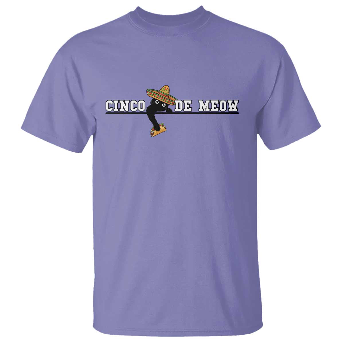 Funny Cinco De Meow T Shirt Cute Black Cat Eating Taco