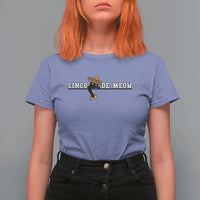 Funny Cinco De Meow T Shirt For Women Cute Black Cat Eating Taco