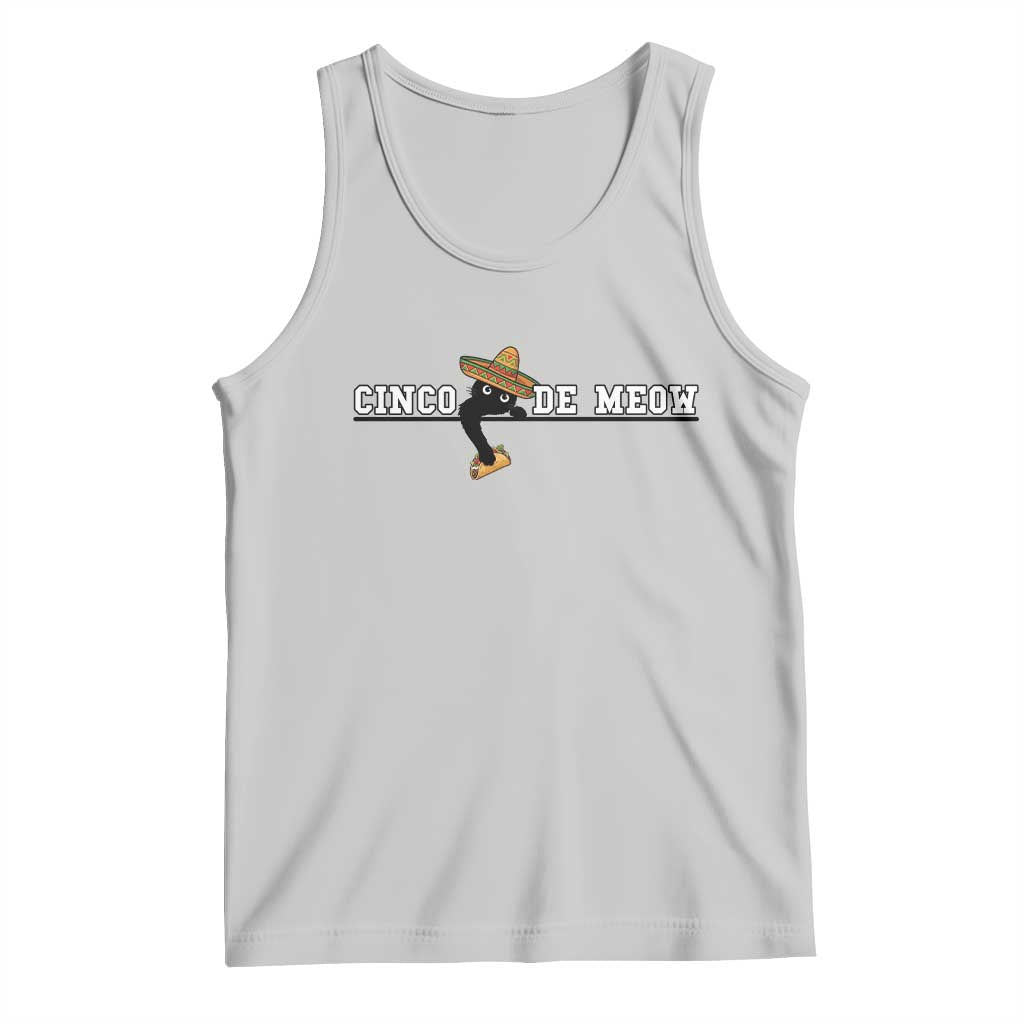 Funny Cinco De Meow Tank Top Cute Black Cat Eating Taco