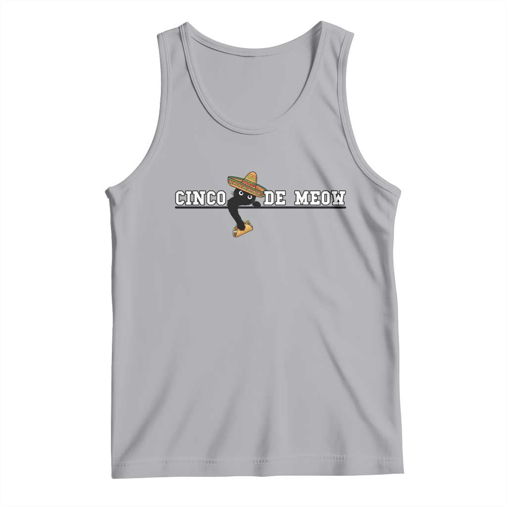 Funny Cinco De Meow Tank Top Cute Black Cat Eating Taco