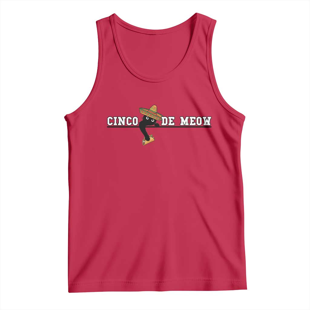 Funny Cinco De Meow Tank Top Cute Black Cat Eating Taco