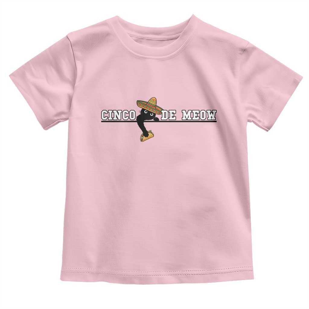 Funny Cinco De Meow Toddler T Shirt Cute Black Cat Eating Taco