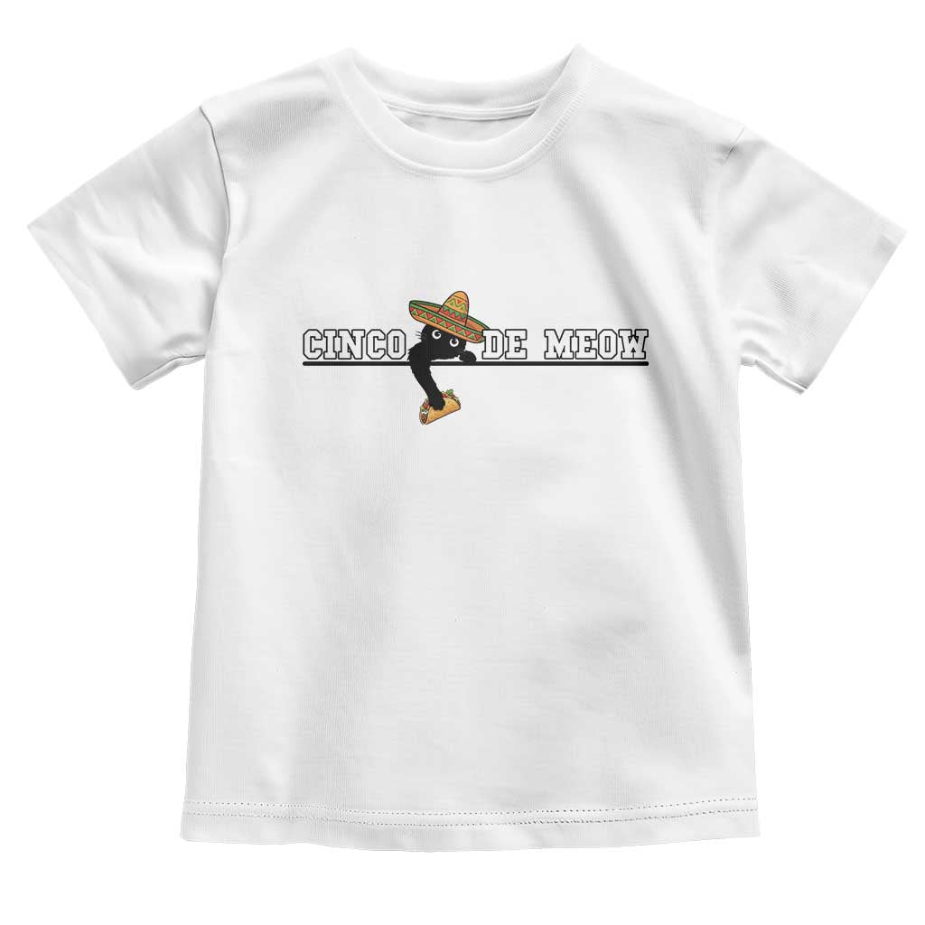 Funny Cinco De Meow Toddler T Shirt Cute Black Cat Eating Taco