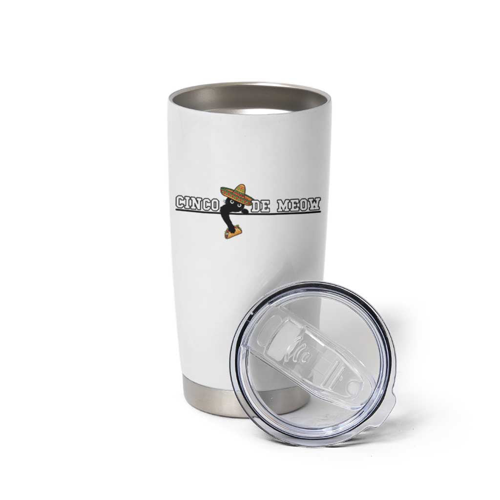 Funny Cinco De Meow Tumbler Cup Cute Black Cat Eating Taco
