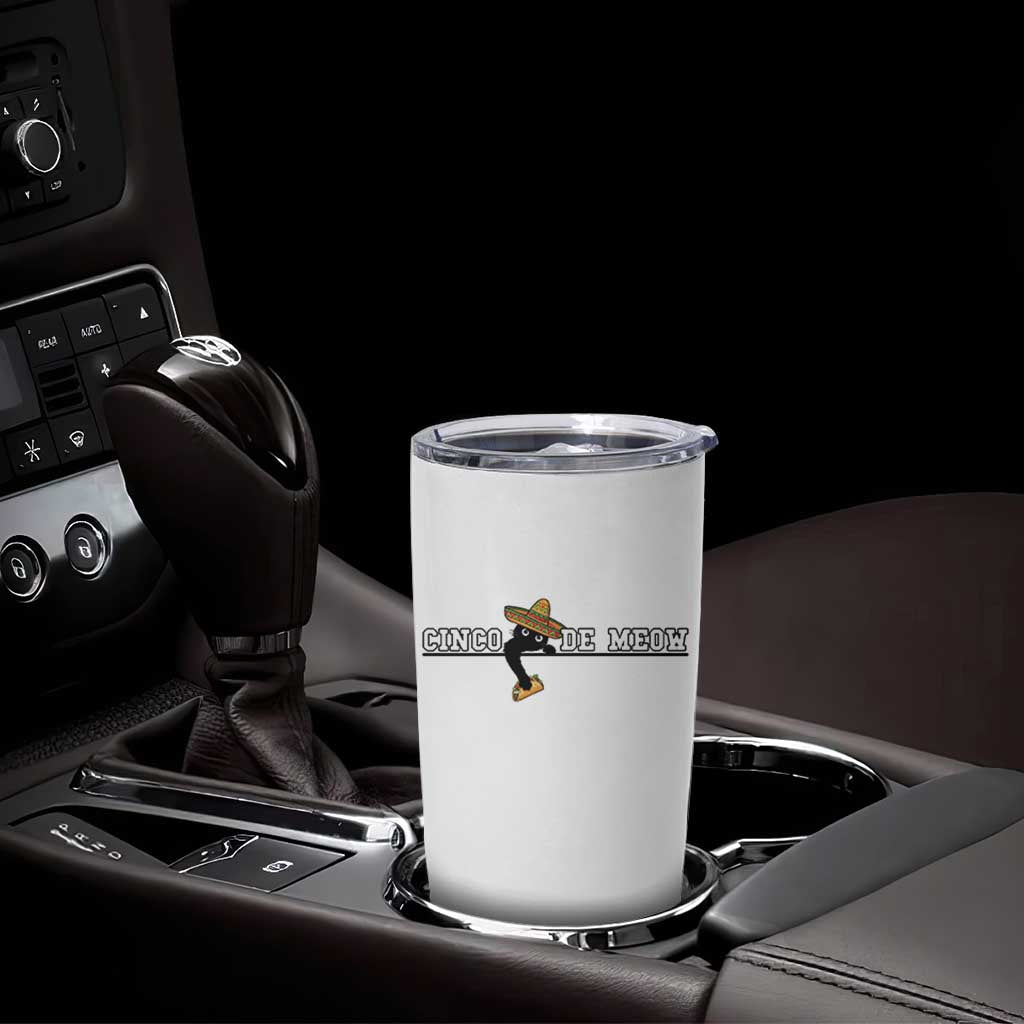 Funny Cinco De Meow Tumbler Cup Cute Black Cat Eating Taco