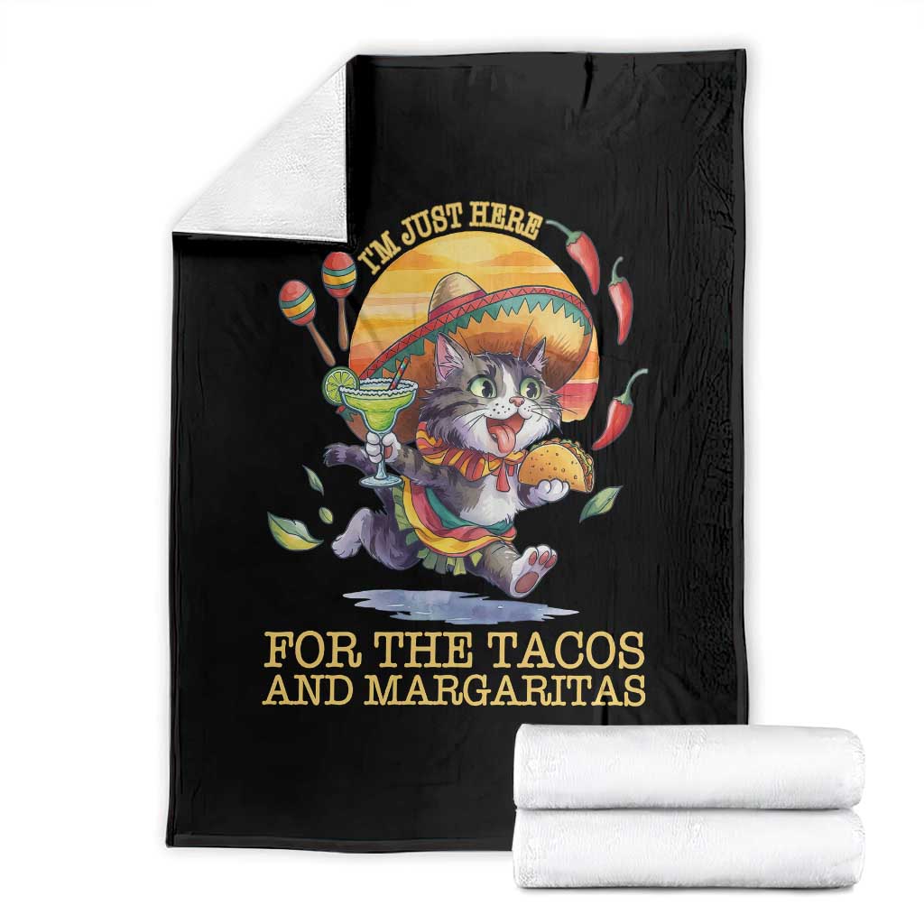 Funny Cinco De Mayo Cat Throw Blanket Just Here For The Tacos And Margaritas