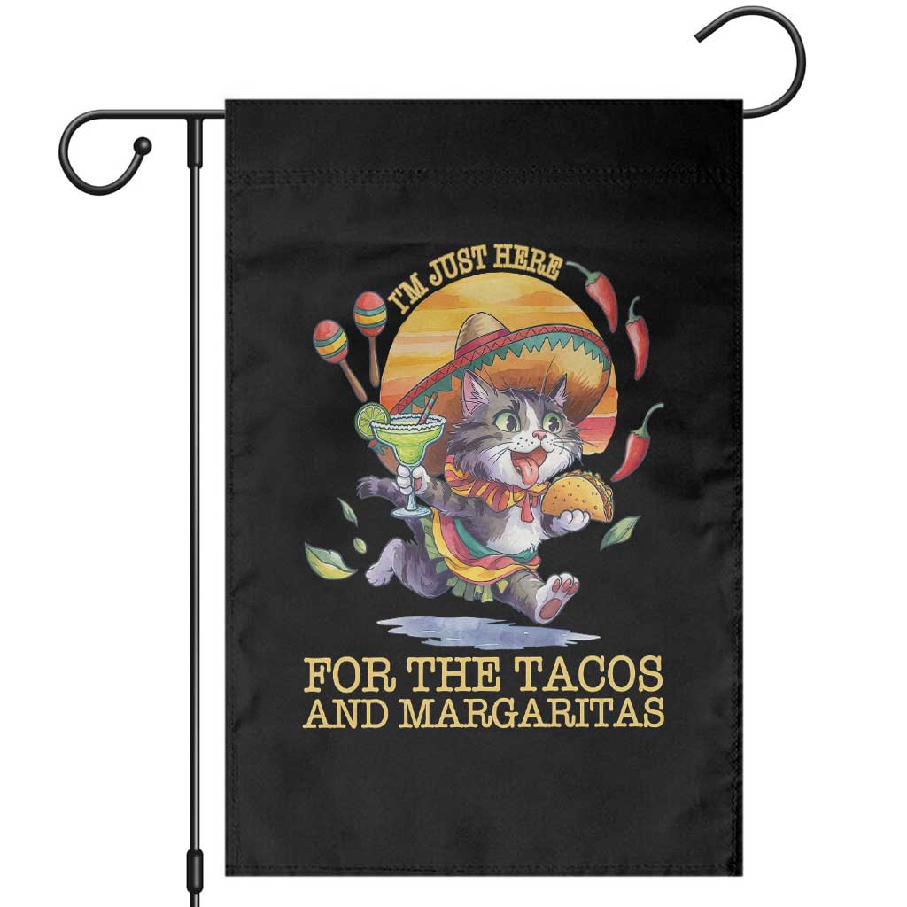 Funny Cinco De Mayo Cat Garden Flag Just Here For The Tacos And Margaritas