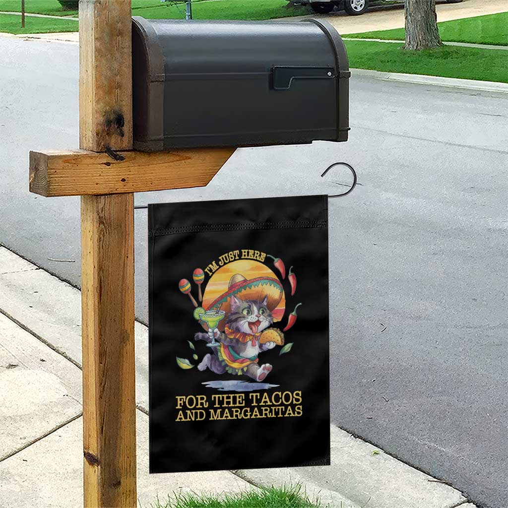 Funny Cinco De Mayo Cat Garden Flag Just Here For The Tacos And Margaritas