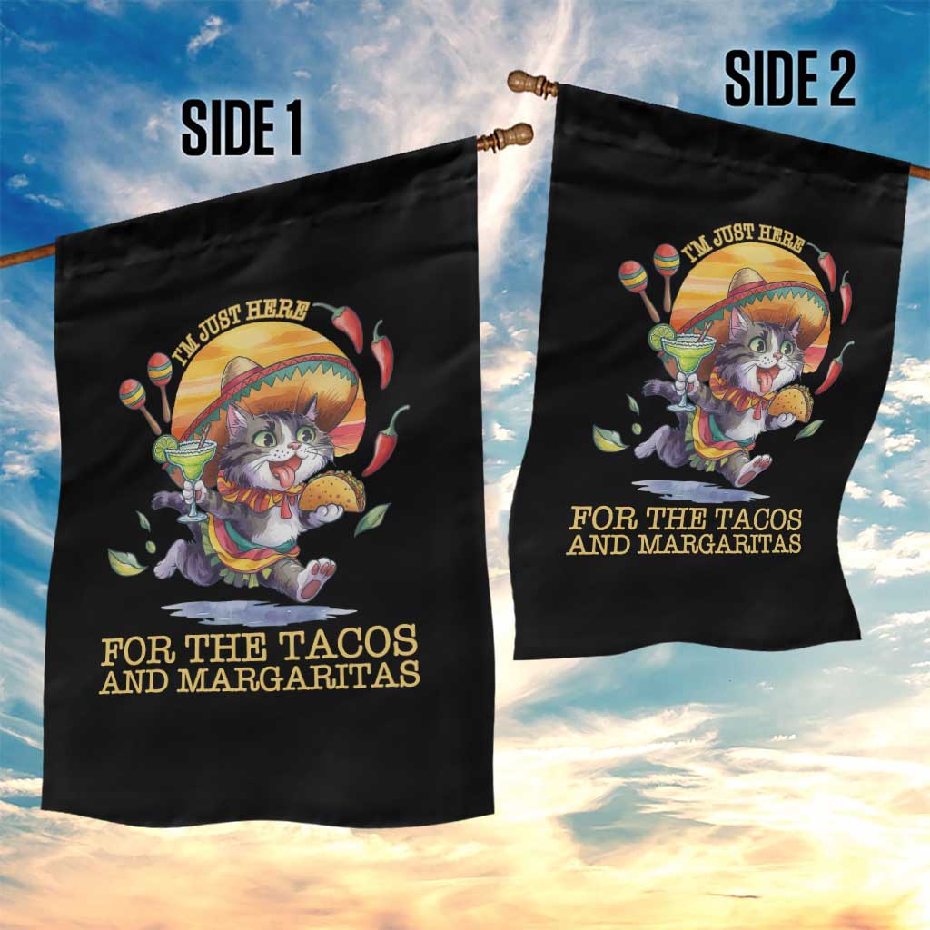 Funny Cinco De Mayo Cat Garden Flag Just Here For The Tacos And Margaritas