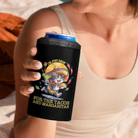 Funny Cinco De Mayo Cat 4 in 1 Can Cooler Tumbler Just Here For The Tacos And Margaritas