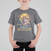 Funny Cinco De Mayo Cat T Shirt For Kid Just Here For The Tacos And Margaritas