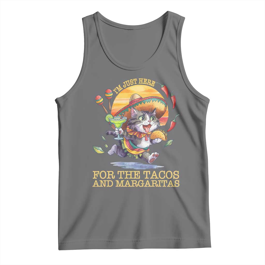 Funny Cinco De Mayo Cat Tank Top Just Here For The Tacos And Margaritas