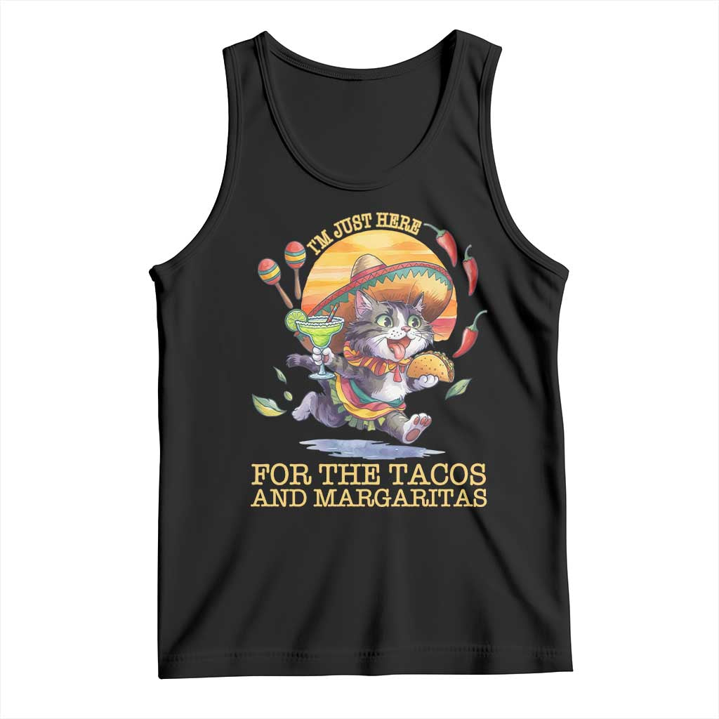 Funny Cinco De Mayo Cat Tank Top Just Here For The Tacos And Margaritas