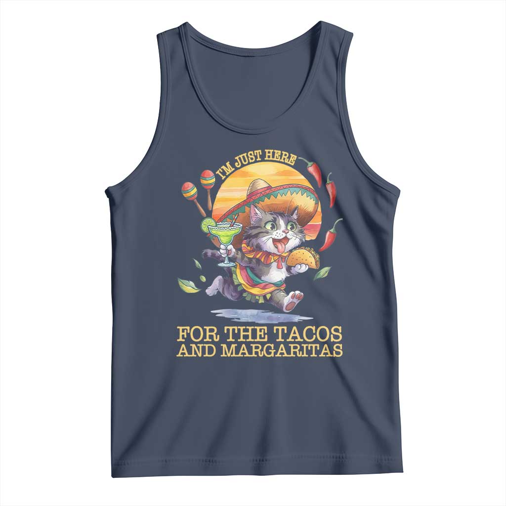 Funny Cinco De Mayo Cat Tank Top Just Here For The Tacos And Margaritas