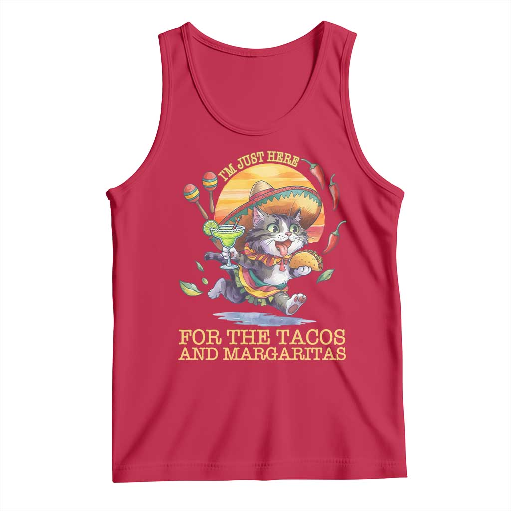 Funny Cinco De Mayo Cat Tank Top Just Here For The Tacos And Margaritas