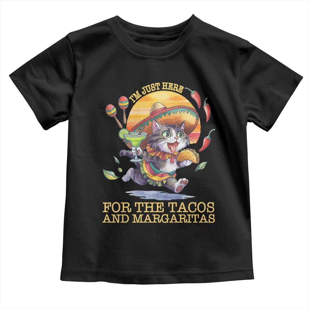 Funny Cinco De Mayo Cat Toddler T Shirt Just Here For The Tacos And Margaritas