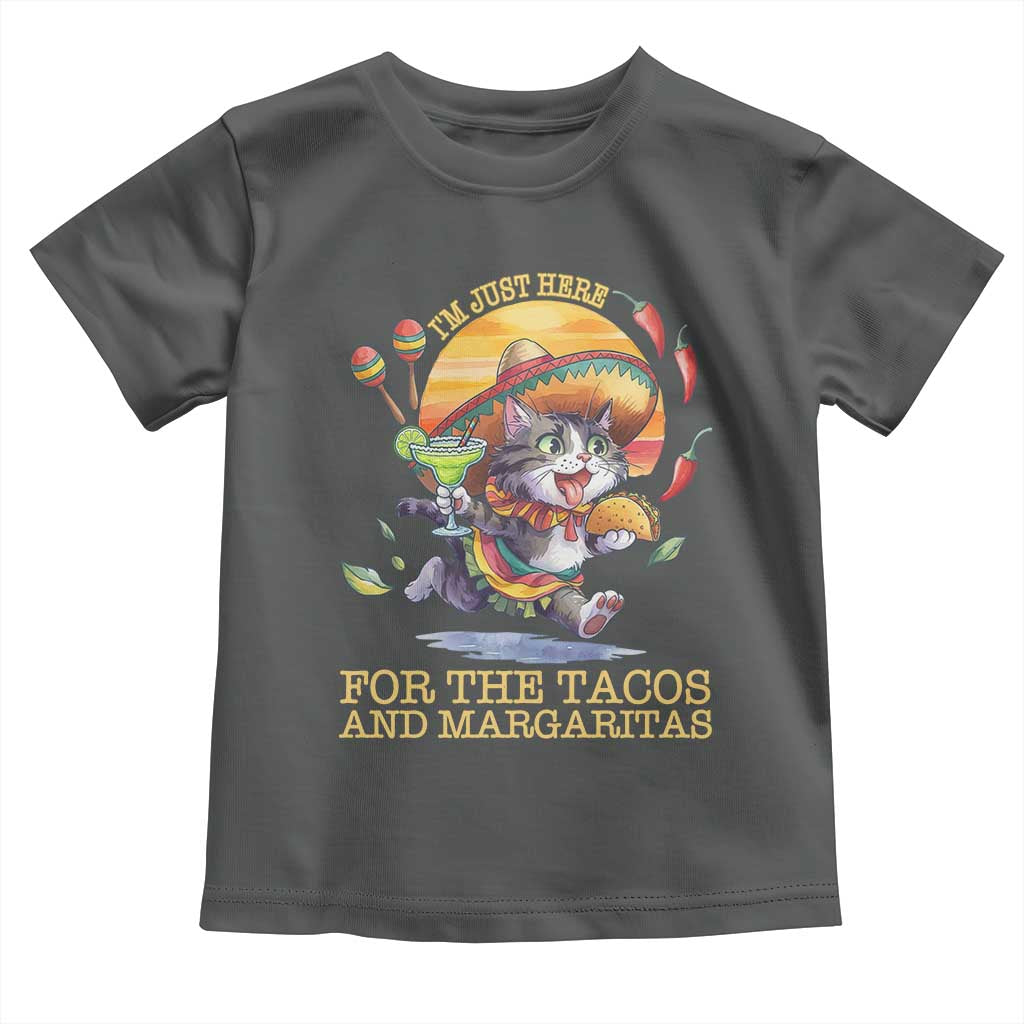 Funny Cinco De Mayo Cat Toddler T Shirt Just Here For The Tacos And Margaritas