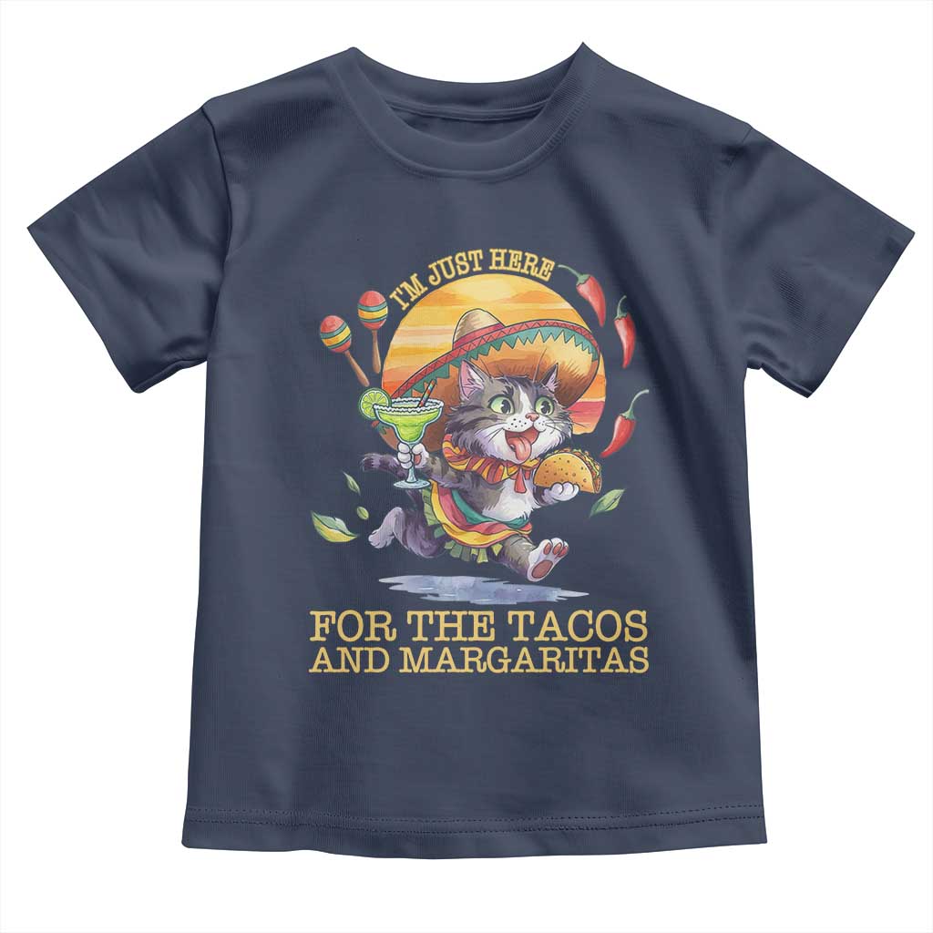 Funny Cinco De Mayo Cat Toddler T Shirt Just Here For The Tacos And Margaritas