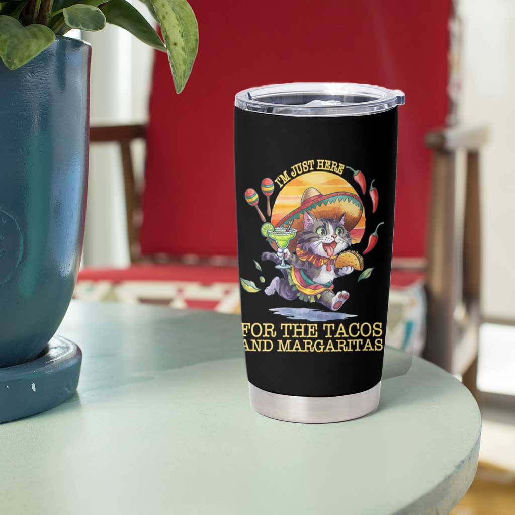 Funny Cinco De Mayo Cat Tumbler Cup Just Here For The Tacos And Margaritas
