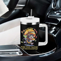 Funny Cinco De Mayo Cat Tumbler With Handle Just Here For The Tacos And Margaritas
