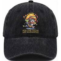 Funny Cinco De Mayo Cat Washed Cotton Baseball Cap Just Here For The Tacos And Margaritas