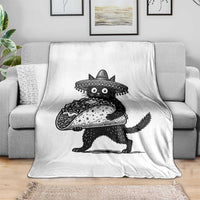 Funny Cinco De Mayo Black Cat With Taco Throw Blanket Mexican Food Gift