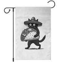 Funny Cinco De Mayo Black Cat With Taco Garden Flag Mexican Food Gift