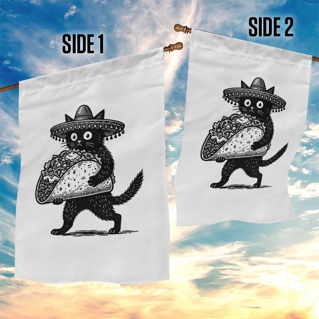 Funny Cinco De Mayo Black Cat With Taco Garden Flag Mexican Food Gift