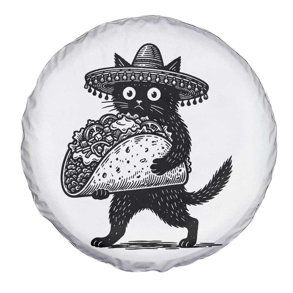 Funny Cinco De Mayo Black Cat With Taco Spare Tire Cover Mexican Food Gift