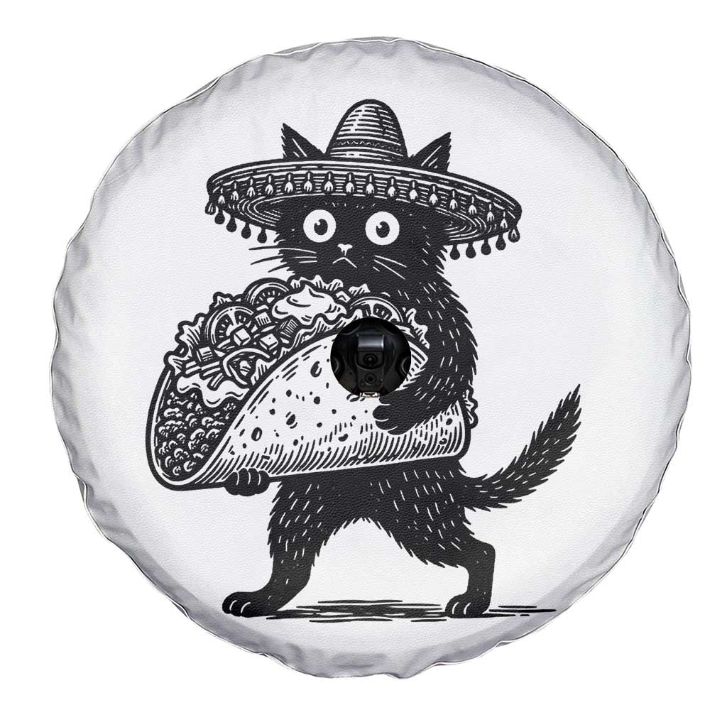 Funny Cinco De Mayo Black Cat With Taco Spare Tire Cover Mexican Food Gift
