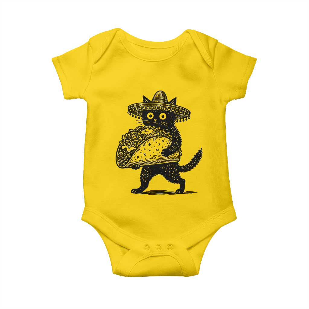 Funny Cinco De Mayo Black Cat With Taco Baby Onesie Mexican Food Gift