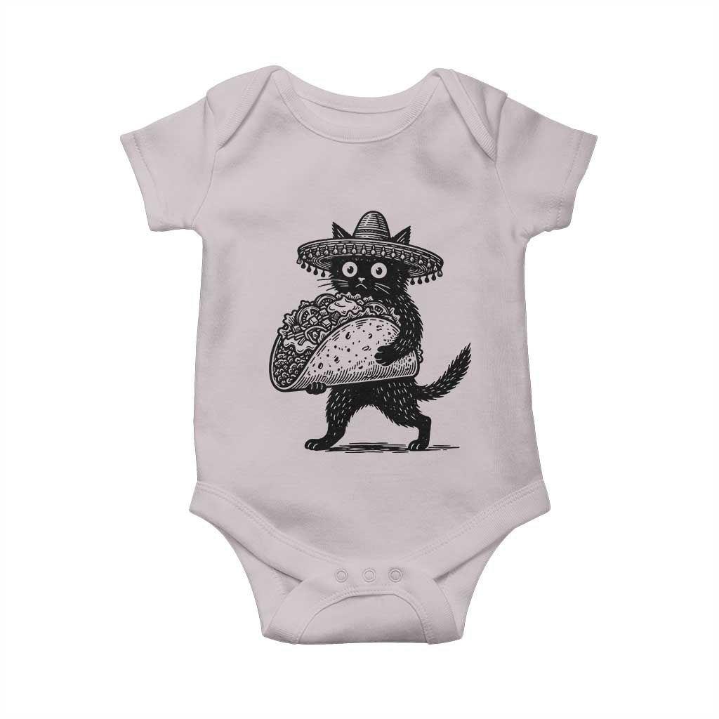 Funny Cinco De Mayo Black Cat With Taco Baby Onesie Mexican Food Gift