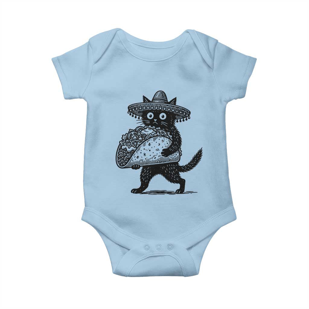 Funny Cinco De Mayo Black Cat With Taco Baby Onesie Mexican Food Gift